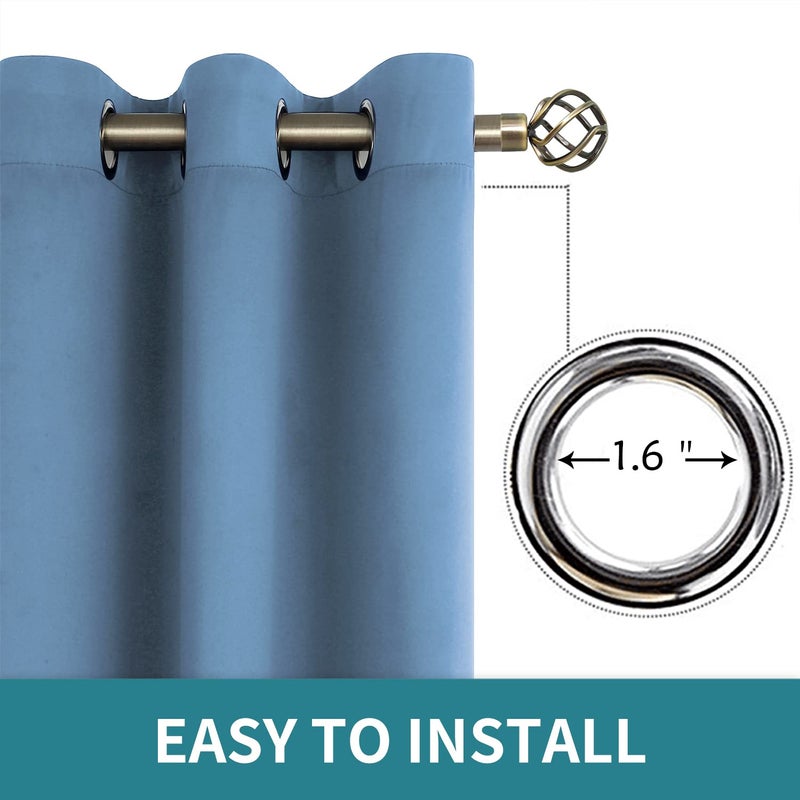 BGment Blackout Curtains for Bedroom - Grommet Thermal Insulated Room Darkening Curtains for Living Room, Set of 2 Panels (42 x 84 Inch, Faded Denim) - Image 5